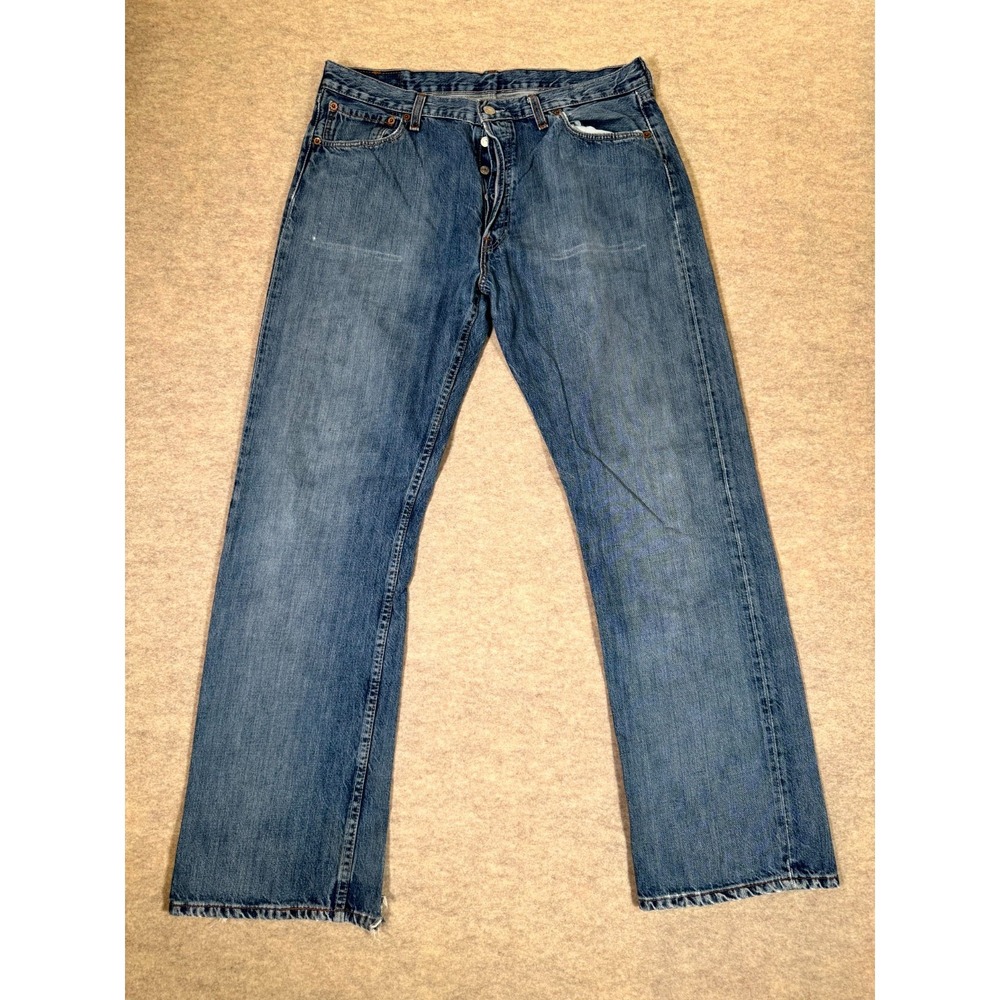 Levis 501 Regular Jeans Men 36x32 Blue Denim Cotton Button Fly Mid Rise Straight